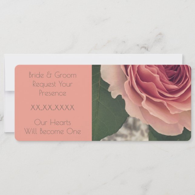 Convite Rosa Rosa E Coral (Frente)