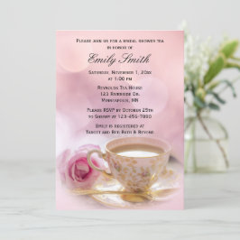 Convite Rosa rosa e Teacup | Chá Chá de panela