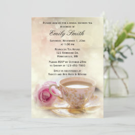 Convite Rosa rosa e Teacup | Chá Chá de panela Elegante