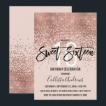 Convite Rosa Rosa Elegante, Rosa Dourada, Glitter Confetti<br><div class="desc">Este doce e glamouroso, doce 16, é um design moderno e em voga que apresenta uma falsa sequência brilhante de ouro rosa cintilante e brilhante, o gradiente abstrato confetti ombre sobre um fundo cor-de-rosa. É perfeito para a moderna e elegante aniversariante com sua simples tipografia personalizada de impressão bonito e...</div>