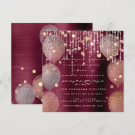Convite Rosa Rosa Rosa Ballon Sweet 16ª Bridal Bordeaux Ma