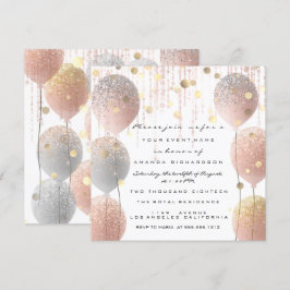 Convite Rosa Rosa Rosa Ballon Sweet 16ª Bridal Bridal Brid