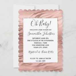 Convite Rosa Rosa Rosa Dourada Glam Zebra Animal