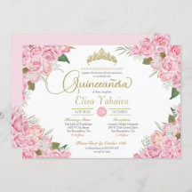 Rosa Rosa Rosa Floral Dourada Tiara Quinceanera