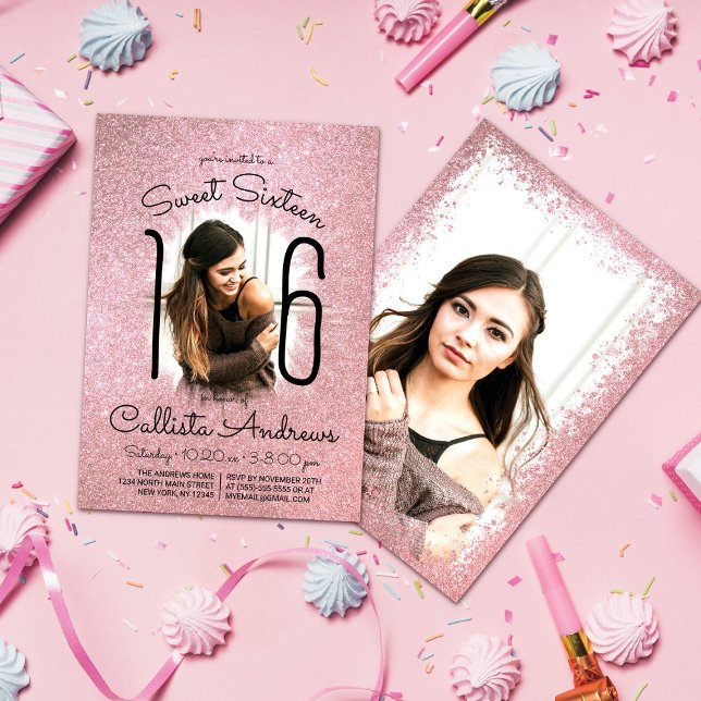 Convite Rosa Rosa Rosa Rosa Dourada Brilhante Halo Foto Do (Criador carregado)