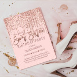 Convite Rosa Rosa Rosa Rosa Dourada Cortina de Colher Leve<br><div class="desc">Este convite de aniversário glamouroso e luxuoso dos Dezesseis é o design perfeito para o evento especial de sua jovem adolescente. Ele apresenta uma cortina de borda brilhante rosa cintilante com falso brilho em cima de um simples fundo rosa pincelado. É um elegante, chic, trendy, e moderno design de bling...</div>