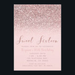 Convite Rosa Rosa Rosa Rosa Dourada Glitter Sparkle Sweet<br><div class="desc">Personalizar para qualquer evento.</div>