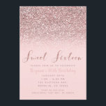 Convite Rosa Rosa Rosa Rosa Dourada Glitter Sparkle Sweet<br><div class="desc">Personalizar para qualquer evento.</div>
