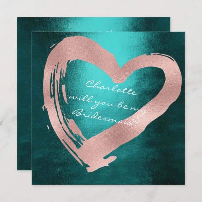 Convite Rosa Rosa Rosa Rosa Dourada Teal Cardíaco Você Ser (Frente/Verso)