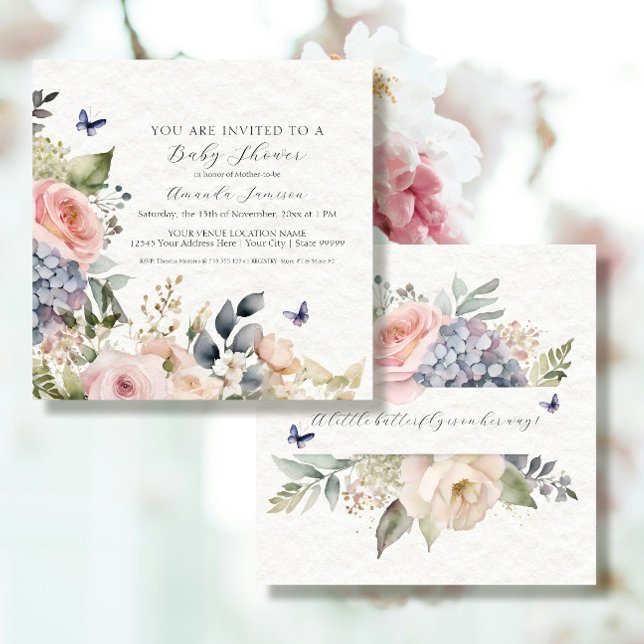 Convite Rosa Rosa Rosa Rosa Floral, Buquê de Jardim de Alg (Criador carregado)