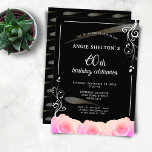 Convite Rosa Rosa Rosa Rosa Floral, Flores de Água, Riscos<br><div class="desc">Rosa Rosa Cor Floral Rosa Rosa Floral Stripes 60º Convite de Aniversário. Celebre o 60º aniversário de uma mulher especial com um convite vibrante! Este design apresenta rosas cor-de-rosa e listras de aquarela criando um aspecto verdadeiramente espantoso. Convide seu convidado especial para se juntar a você para uma noite inesquecível...</div>
