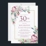 Convite Rosa Rosa Rosa Rosa Infinita aniversário de 30 ano<br><div class="desc">O modelo Elegante de Convite de festas aniversário de 30 anos apresenta uma estrutura dourada e dois arranjos de rosas e peônias cor-de-rosa-pincelada. Todo o texto é editável. Este item faz parte da Exquisite Pink Mauve Floral Collection. Ele contém modelos que você pode usar para criar um conjunto de convites...</div>