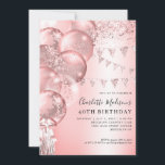 Convite Rosa Rosa Rosa Rosa Rosa Dourada Balão Brilhante Q<br><div class="desc">Moderno Elegante Cor-de-rosa rosa rosa rosa rosa Dourada Brilhante Balão de Banners de Sparkle Qualquer Idade Aniversário</div>