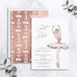 Convite Rosa Rosa Rosa Rosa Rosa Dourada Ballerina Doce 16<br><div class="desc">Moderno, mínimo e elegante, este doce convite de aniversário de 16 Ballerina apresenta uma ilustração de bailarina embelezada com textura de martelo rosa, em um convite para a tipografia a preto e branco. A parte de trás do convite apresenta o martelo rosa dourado, com um motivo de calçados de ponta...</div>