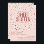 Convite Rosa Rosa Rosa Rosa Rosa Dourada Glitter Confetti<br><div class="desc">Este convite de aniversário elegante e chique de dezesseis é o design perfeito para a sua jovem adolescente. Ele apresenta um falso rosa brilhante impresso e um confete prateado brilhante impresso em cima de um simples fundo cor-de-rosa pincelado com uma tipografia brilhante rosa dourada correspondente. É uma design linda, simples,...</div>
