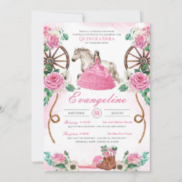 Convite Rosa Rosa Rosa Rosa Rosa Encantada Charro Quincean