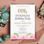Convite Rosa Rosa Rosa Rosa Rosa Floral Sobra 60º aniversá<br><div class="desc">Rosa rosa rosa Floral Tropical Deixa 60ª Convite de aniversário surpresa para ela. Venha celebrar o 60º aniversário de uma mulher especial! Junte-se a nós para homenageá-la com uma festa surpresa! O tema desse evento são as rosas rosa e as folhas tropicais verdes - uma bela combinação que fará o...</div>