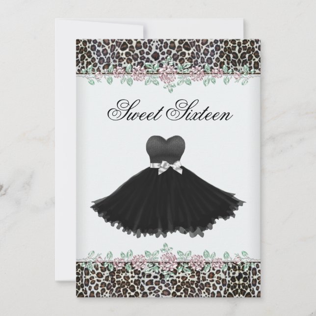 Convite Rosa Rosa Rosa Rosa Rosa Leopardo Doce Dezesseis F (Frente)