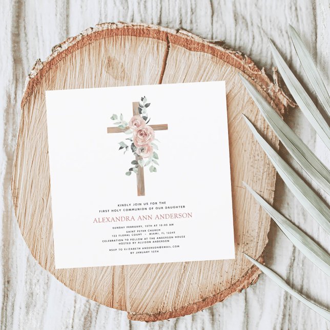 Convite Rosa Rosa Rosa Rosa Rosa Podorosa da Primeira Comu (Criador carregado)