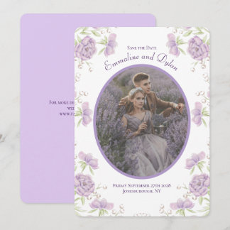 Convite Rosa Roxa Lavanda Casamento Salve a Data