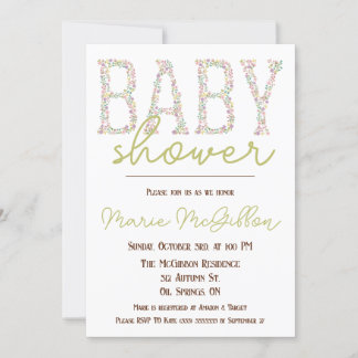 Convite Rosa, Roxo, Azul, Chá de fraldas Floral