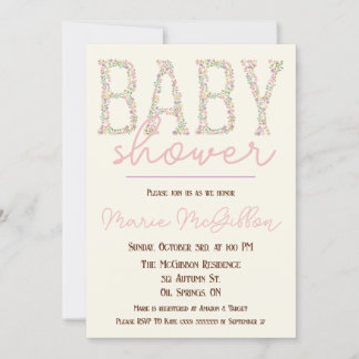 Convite Rosa, Roxo, Azul, Chá de fraldas Floral