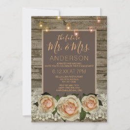 Convite Rosa Russo Lace Mason Jar String Noivado Luz
