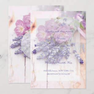 Convite Rosa Selvagem e Lavanda - Flores de Verão para Cas