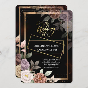 Convite Rosa Simples Minimalista, Casamento Dourado