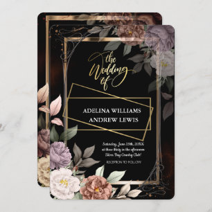 Convite Rosa Simples Minimalista, Casamento Dourado