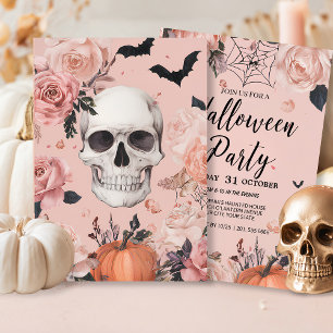 Convite Rosa Skull Halloween