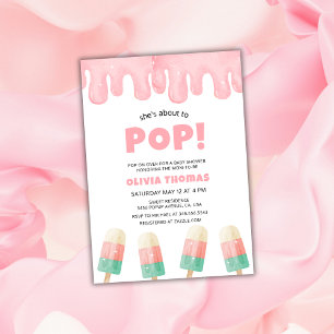 Convite Rosa Sobre O Chá de fraldas Sorvete Pop