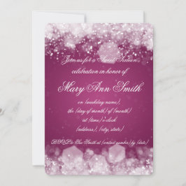 Convite Rosa Sparkling da noite 2 do partido do doce