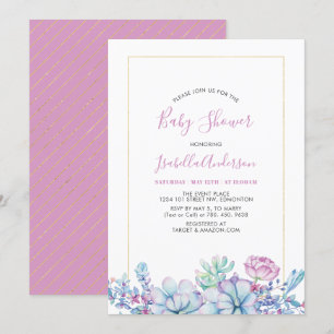 Convite Rosa   Sucultivos tropicais Chá de fraldas de Ver