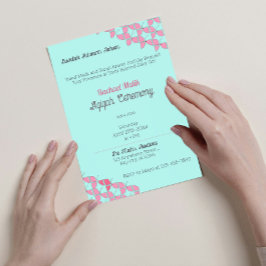 Convite Rosa-Teal, Chá de fraldas Aqiqah, Menina