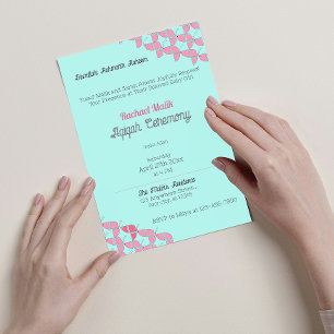 Convite Rosa-Teal, Chá de fraldas Aqiqah, Menina