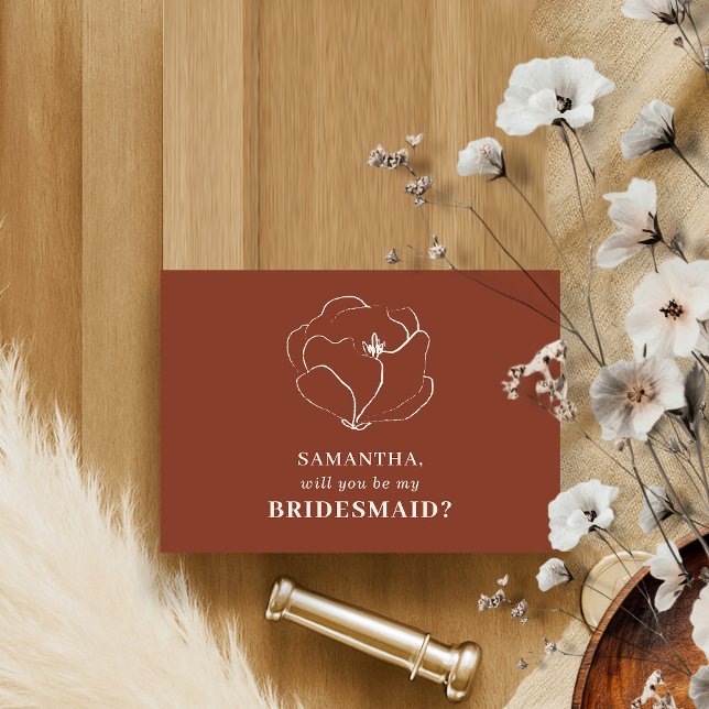 Convite Rosa Terracotta Simple Você será minha dama de hon (Criador carregado)