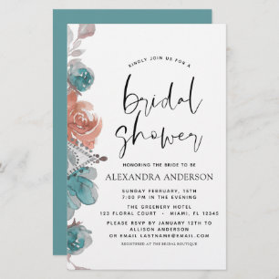 Convite Rosa Turquoise do Chá de panela Orçamental