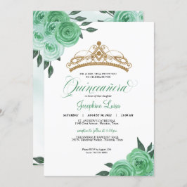Convite Rosa Verde da Casa da Moeda Tiara Quinceañera Aniv