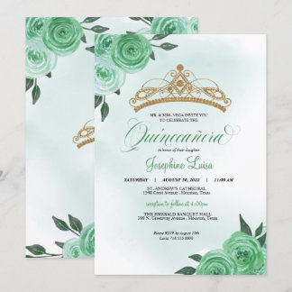 Convite Rosa Verde da Casa da Moeda Tiara Quinceañera Aniv