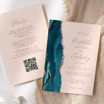 Rosa Verde Dourado Ágata Rosa QR Code Casamento