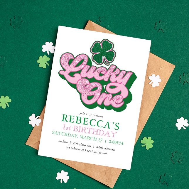Convite Rosa Verde St. Patrick' Sorte de Um Primeiro Anive (Criador carregado)
