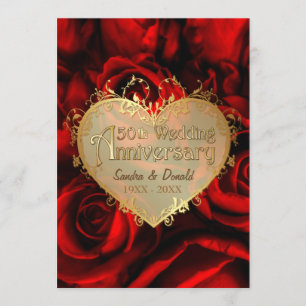 Convite Rosa Vermelha 50º Aniversário de Casamento -ver. 2