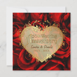 Convite Rosa Vermelha 50º Aniversário de Casamento - versã