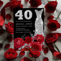 Rosa vermelha aniversário de 40 anos preto de diam