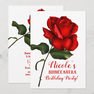 Convite Rosa Vermelha Beleza & A Bela e a Fera Festa de Qu