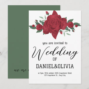Convite Rosa vermelha Boho Wedding