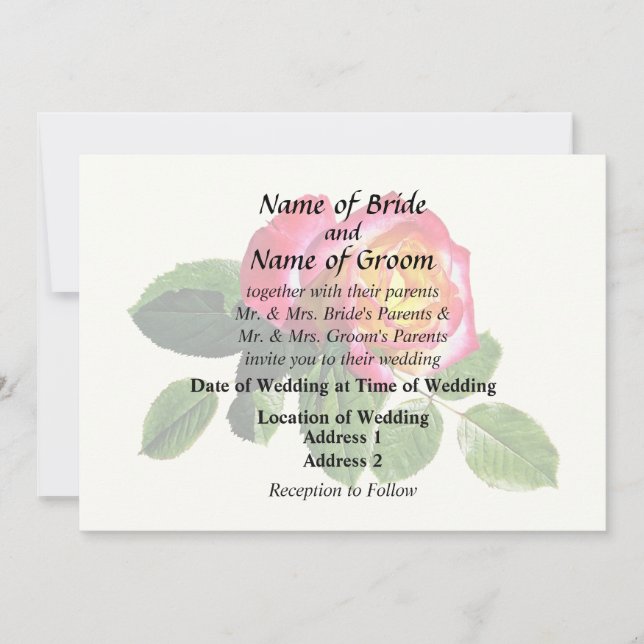 Convite Rosa vermelha com Ouro amarelo central (Frente)