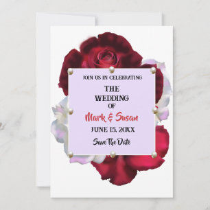 Convite Rosa vermelha de Blush e Casamento de Pérolas Bran