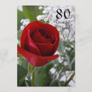 Convite Rosa vermelha de Celebração de Aniversário de 8